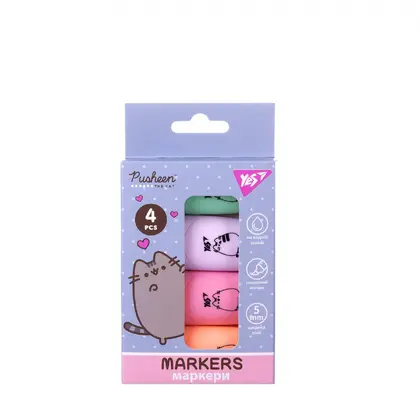 Маркер текстовидільний YES 4 кольори Pusheen (391094)