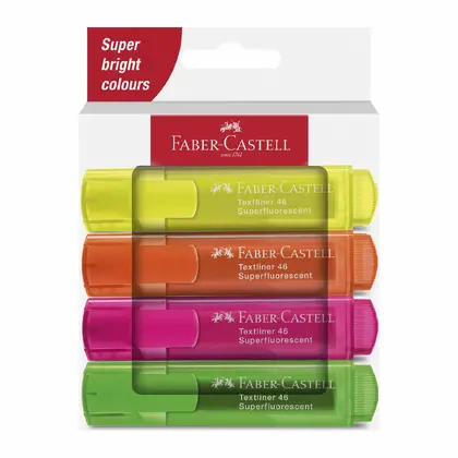 Маркери текстові в наборі Faber-Castell 1-5 мм., 4 шт. Superfluorescent, Textliner 46 (254644)