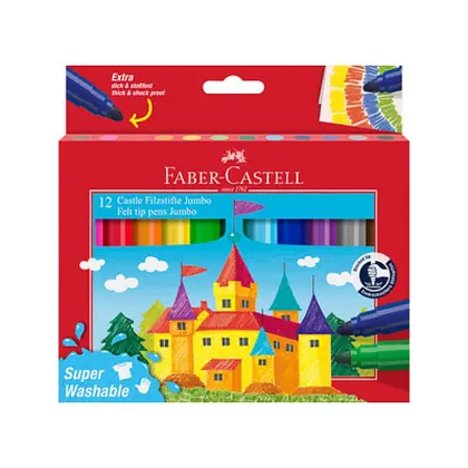 Фломастеры в наборе Faber-Castell, 12 цветов, FELT TIP, JUMBO, (154311)