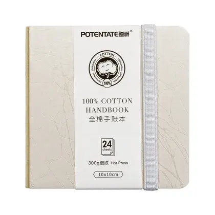 Альбом для акварелі Potentate 10*10 см. 24 аркуша 300 г/м2, склейка, 100% бавовна, Дрібне зерно (021561-A)