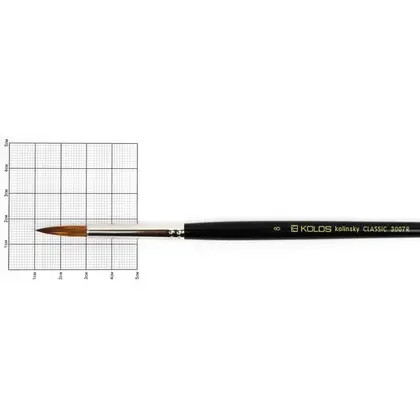 Пензель колонок Kolos Classic круглий №8 коротка ручка, 3007R (4230070R08)