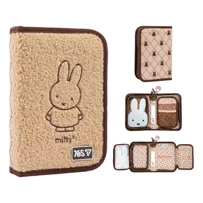 Пенал школьный YES, 1 отделение, Miffy, с прозрачным карманом, Бежевый, (533750)