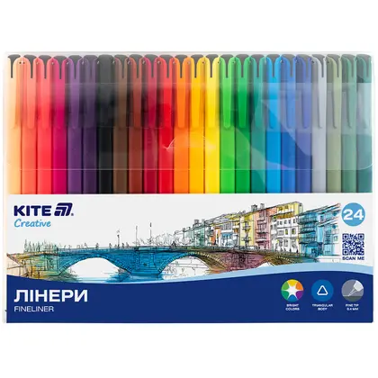 Линеры в наборе KITE, 24 цвета, Creative, (K-1165)