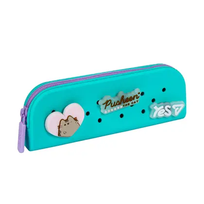 Пенал школьный YES, 1 отделение, Pusheen Summer, Силикон, Голубой, (533842)