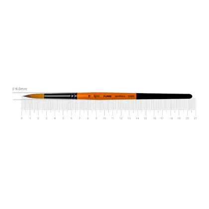 Пензель синтетичний ROSA FLAME 1368R круглий №12 коротка ручка, (1368R12)