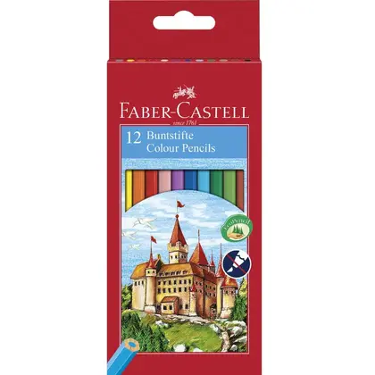 Кольорові олівці в наборі Faber-Castell 12 кольорів картонний пенал, (120112)