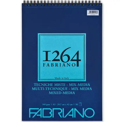 Альбом для акварели Fabriano 1264 Mix Media, А3, 30 листов, 300 г/м2, на пружине, , 1264 Mix Media (19100644)