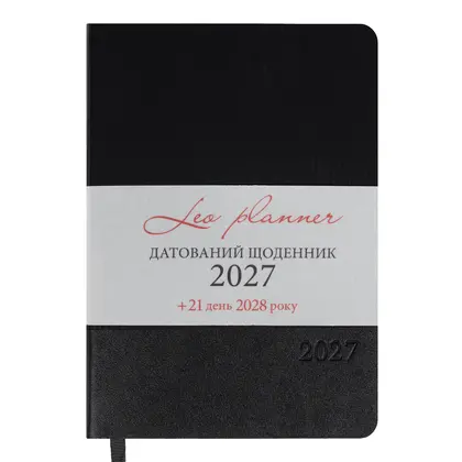 Щоденник датований LEO Planner 2027 A5, 368 сторінок Мьякий, Чорний, Velvet (252722)