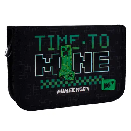 Пенал школьный YES, 1 отделение, Minecraft Time, жесткий, Черный, (533631)