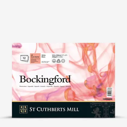 Альбом для акварелі Bockingford 31*23 см., 12 аркушів 300 г/м2, 100% бавовна, Hot Pressed, Білий, (T45330001011C)