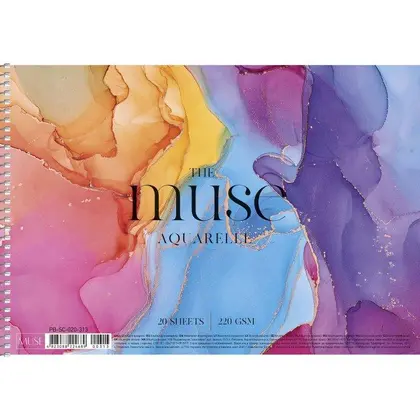 Альбом для акварелі Школярик А4, 20 аркушів 220 г/м2, Белый, MUSE (PB-SC-020-313)