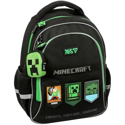 Школьный рюкзак YES, Minecraft Adventure, каркасный, Черный, (550298)