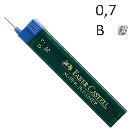 Грифелі для механічного олівця Faber-Castell SUPER-POLYMER 0,7 мм. B (120701)