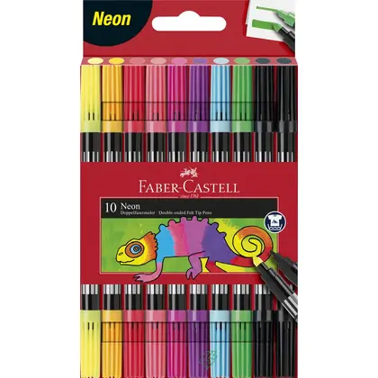 Фломастеры в наборе Faber-Castell, 10 цветов, FIBRE-TIP, NEON, (151109)