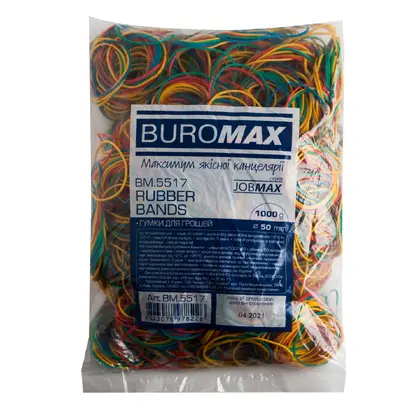 Гумки для грошей Buromax 1 кг. Кольорові, JOBMAX (BM.5517)