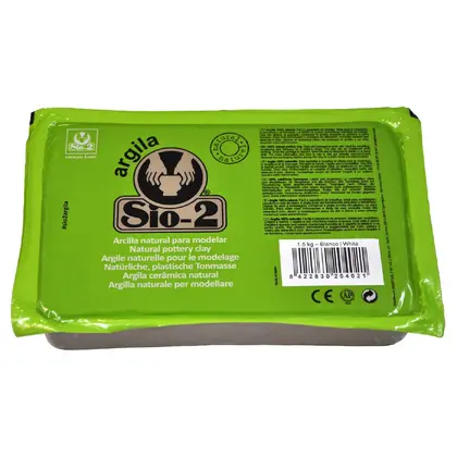 Глина гончарная Sio-2, 1,5 кг., ARGILA, отопление 970-1050?C, Белая, (204021)