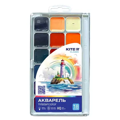 Акварель Kite Classic в наборе  18 цветов (k-060)