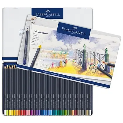 Кольорові олівці в наборі Faber-Castell GoldFaber 36 кольорів металевий пенал, (114736)