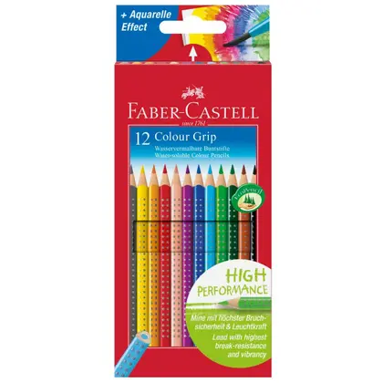Акварельные карандаши в наборе Faber-Castell, 12 цветов, GRIP, (112412)