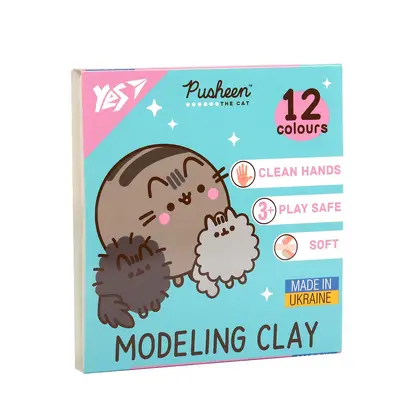 Пластилін YES 12 кольорів, 240 г. Pusheen (540669)