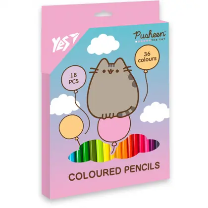 Кольорові олівці в наборі YES 36 кольорів, двокольорові Pusheen (290751)