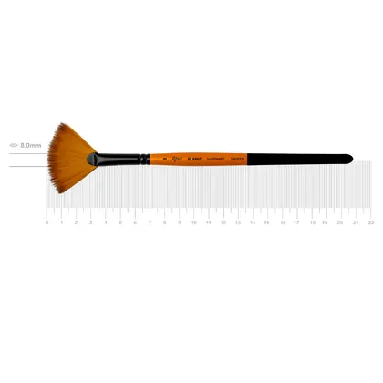 Пензель синтетичний ROSA FLAME 1368FN віяло №8 коротка ручка, (1368FN08)