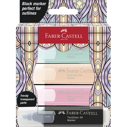 Маркери текстові в наборі Faber-Castell 1-5 мм., 4 шт. Glassy Pastel, Textliner 46 (254694)