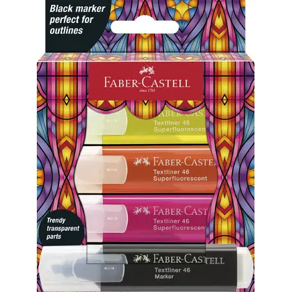 Маркери текстові в наборі Faber-Castell 1-5 мм., 4 шт. Glassy Superfluorescent, Textliner 46 (254693)