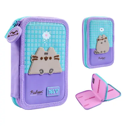 Пенал школьный YES, 2 отделения, Pusheen Summer, твердый, Голубой, (533712)