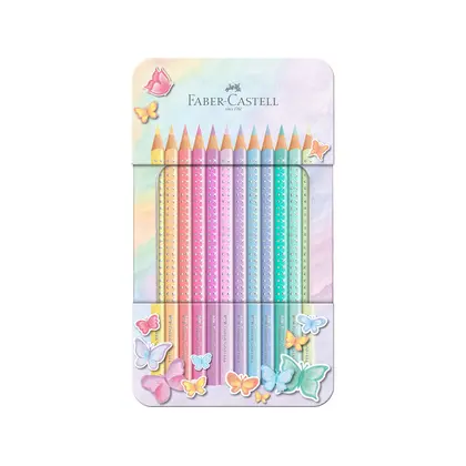 Кольорові олівці в наборі Faber-Castell 12 кольорів Металева коробка, Sparkle (201910)