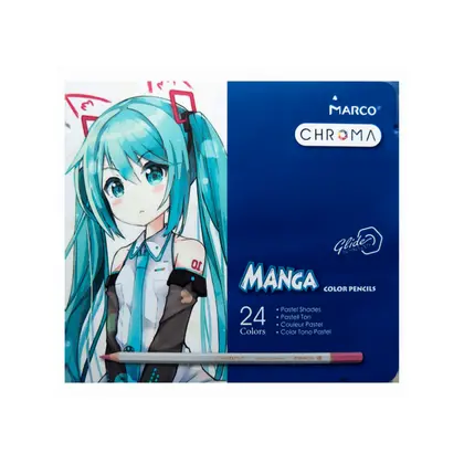 Цветные карандаши в наборе Marco Chroma, 24 кольори, металевий пенал, Manga (8550-24TN)