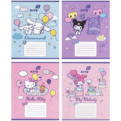 Набор школьных тетрадей KITE в упаковке, 25 шт., по 12 листов, Hello Kitty, косая линия, (HK26-235-2 У)